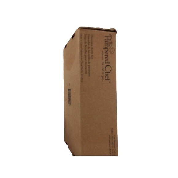 Pampered Chef Decorated Bottle Set Three Bottles With Brush And Original Box - Picture 10 of 16